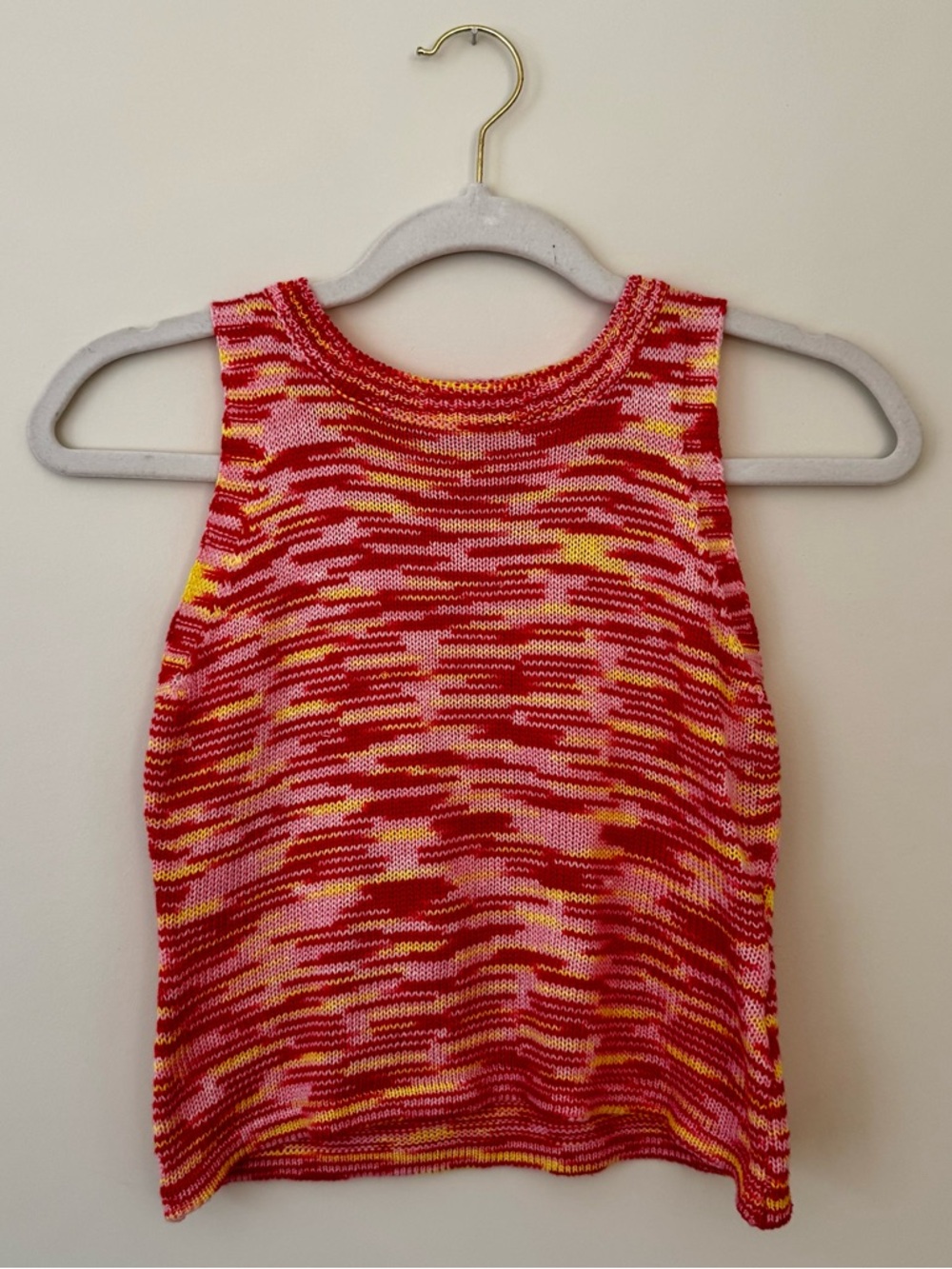 C+D+M Stripe Knit Tank Top, Pink Orange Yellow | Small